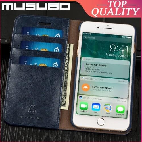 Musubo Genuine Leather Case For iPhone SE 2020 8 Plus 7 Plus 6 6s X Xs Max Funda Flip Luxury Cover Cases Card Slot Wallet Casing