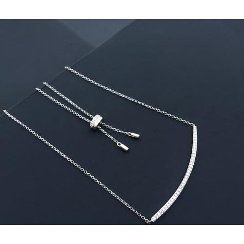 Cheny s925 sterling silver white gold smiley face shape necklace female net red with the same smile mid-length clavicle chain