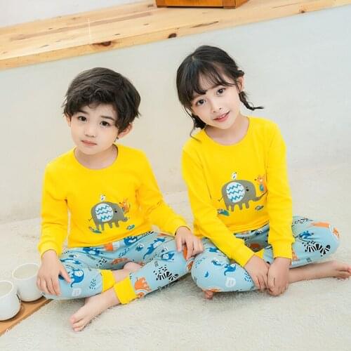 2021 Children Pajamas Clothing Set Boys Girls Cartoon Panda Sleepwear Suit Long-sleeved Pyjamas Kids Autumn Baby Pijamas Clothes