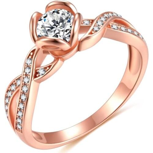EAMTI 925 Sterling Silver Ring Rose Gold Color Woman Infinity AAA+ CZ Wedding Band Engagement Ring anel feminino Anniversary