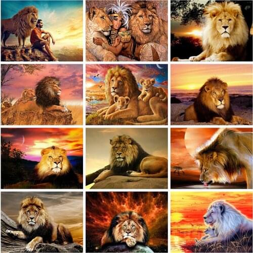 Evershine 5D DIY Diamond Embroidery Lions Cross Stitch Animals Diamond Painting Full Square Mosaic Crafts Kit Home Decor
