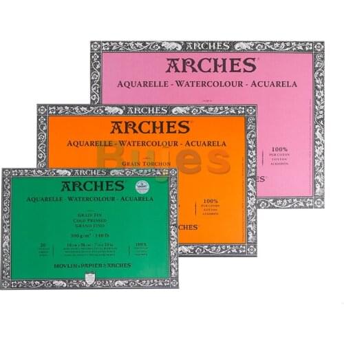Arches Artist Watercolor Paper Block,Rough 20 Sheets Aquarelle 100 Cotton Drawing Paper Book,Hot Press and Cold Press
