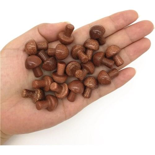 Beautiful 1/2Pcs Lovely Natural Golden Sand Stone Mushroom Shaped Polished Stone Decor Healing Gift Natural Quartz Crystals