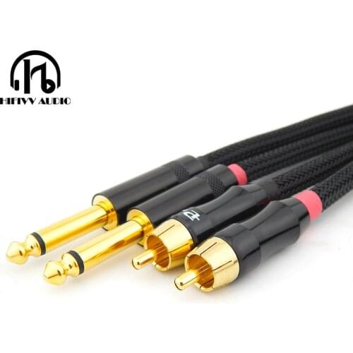 Hifi 6.35mm plug to rca Audio cable amplifier Audio Signal Line 4N Anaerobic Copper 6.5 to RCA