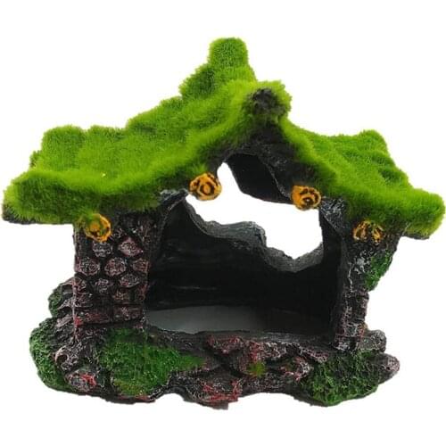 LUDA Aquarium Decoration House Resin Hollow Hiding House, Beta Fish Log Driftwood Accessories Cave Decoration Tank