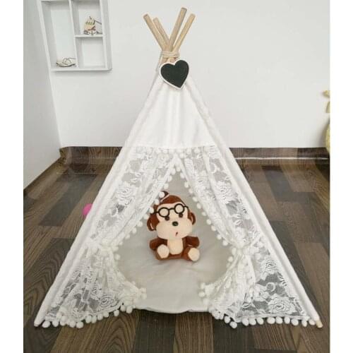 New lace design hot selling Dog Bed Dog House Pet play House play teepee tent lovely warm dog play bed with mat together