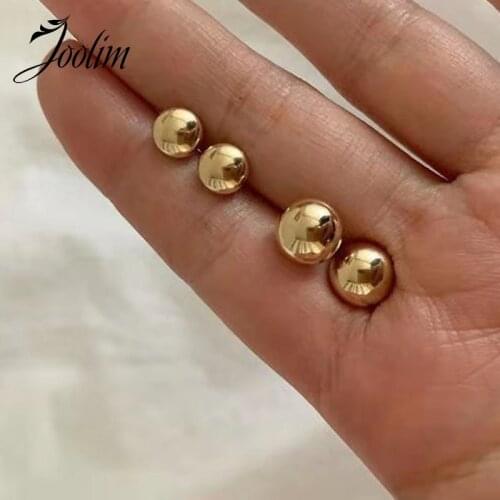 Joolim High Quality PVD Gold Finish Dot Stainless Steel Stud Earring Tarnish Free Gold Jewelry
