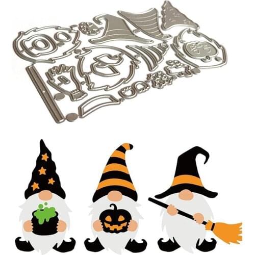 Halloween Cutting Dies New 2021 Pumpkin Broom Gnome Dwarf Metal Cut Die Mold For Scrapbooking Card Paper Embossing Craft DIY