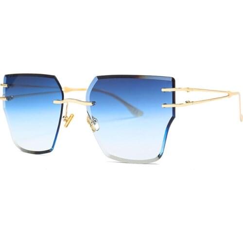 Rimless Sunglasses Women Vintage Diamond Cutting Sun Glasses Men Accessories Eyewear Gafas Oculos Goggles 23049DF