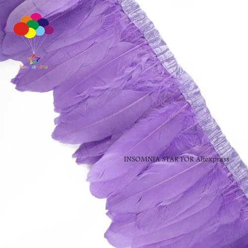 2 meter 15-20cm Goose Feather Wedding Lilac Dresses Decoration Skirt Party