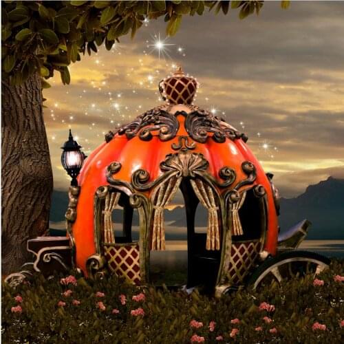 Clouds Sky Mountain River Pumpkin Carriage Cinderella Princess background Vinyl cloth Computer print party backdrops