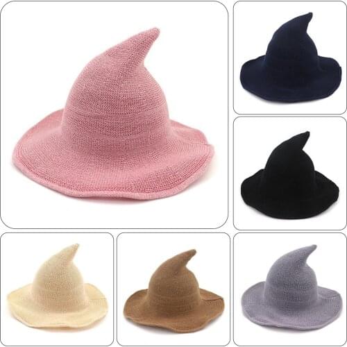 For Vintage Modern Witch Hat Made From Quality Cotton Yarn Halloween Party Witch Cap