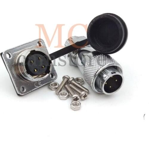 WS16 4pin Industrial Connector, 4core waterproof connector, power cable automotive waterproof connector 4wire solder plug socket