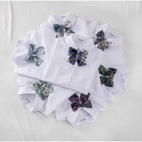 JK Style Female Shirts Lapel Blouses 2021 Women Summer Blouses Shirt Short Sleeve Solid White Tops With Tie Bow Japanese Korean