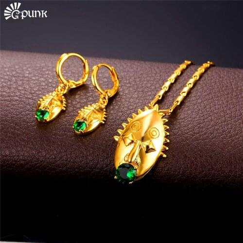 Unique Design Women Necklace Earrings Set Indian Jewelry Mari Figure Crystal AAA+ Cubic Zirconia Wholesale Jewelry S2197G