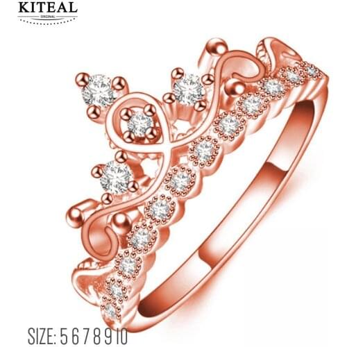 KIteal Princess Crown Rings for women AAA cubic zirconia micro pave setting engagement wedding rings female Anel accessories