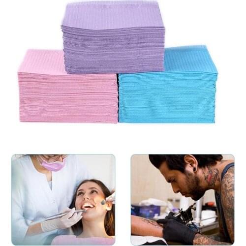 125pcs Disposable Waterproof Medical Paper Dental Hygiene Bib Neckerchief Wood Pulp Paper Dental Clean Pad Sheets