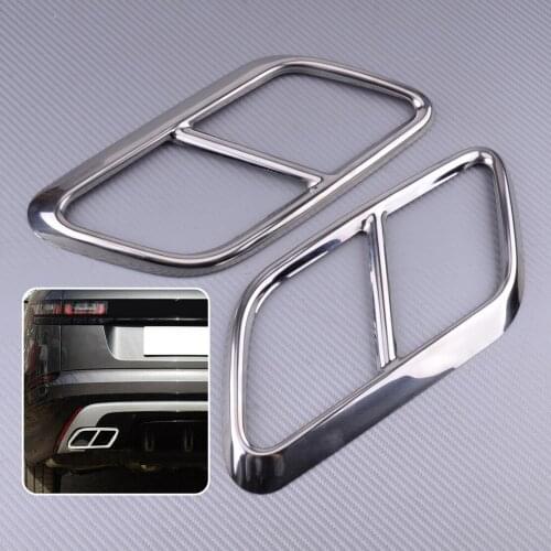 2pcs Steel Exhaust Muffler Tip Pipe Cover Trim Polish Chrome Fit for Land Rover Range Rover Velar 2018 2019