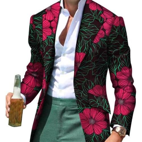 2020 African Clothes Men Casual Blazer Dashiki Fashion Jacket European Clothes Party Wedding Rave Outfit Wax Printed Coat DCC607
