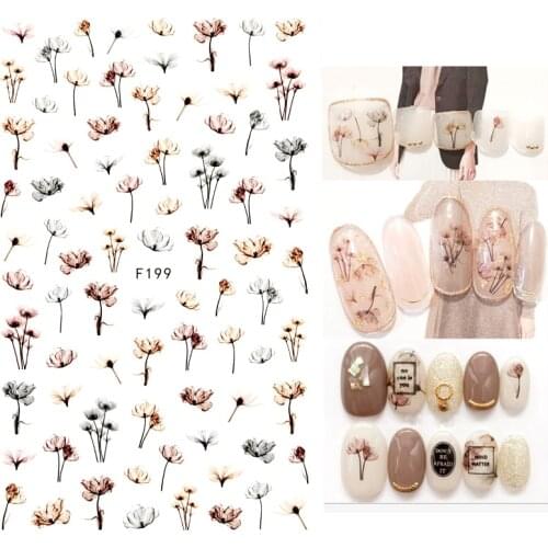 2021 Cartoon Personalized Nail Stickers Butterfly Flower Pattern Small Fresh Letters Diy Nail Art Decorations Stickers For Nails