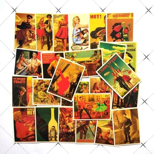 25Pcs Mixed Stalin USSR CCCP Poster Stickers for DIY Laptop Luggage Refrigerator Door Decor Waterproof Kids Toy Sticker