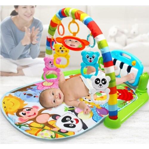 3 in 1 Baby Play Mat Rug Toys Kid Crawling Music Play Game Developing Mat with Piano Keyboard Infant Carpet Education Rack Toy