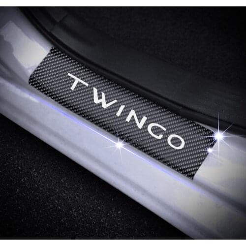 Car Door Sill Scuff Plate For RENAULT TWINGO Door Threshold Plate Carbon Fiber Vinyl Sticker Car Styling Accessories 4Pcs