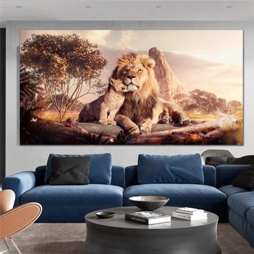 5D diy Diamond Painting Mom and Baby Lions,Animals diamond mosaic full square Round drill kit embroidery DIY Handmade Gift
