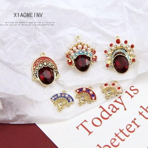6pcs Diy Douyin Same Style Chinese Style Dao Ma Dan Peking Opera Facial Makeup Web Celebrity Handmade Earrings Accessories