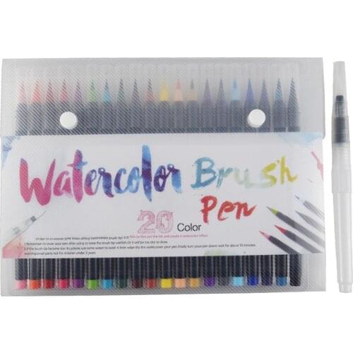 20 Colors Watercolor Pen Color Soft Tip Brush Creative Calligraphy Pen Dipped in Water Painting Set Markers Pen +1 waterbrush