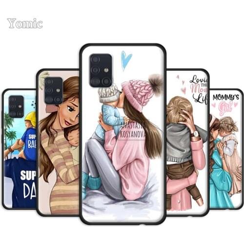 Mom And Baby Case for Samsung Galaxy A51 A50 A21s A31 A10 S20 FE M30s A70 A30 A20e Silicone Black TPU Mobile Phone Shell Cover