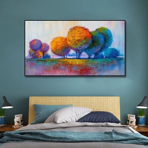 Colorful Tree Oil Paint Canvas Painting Poster Print Nordic Wall Art Picture For Living Room Home Decor Decoration Frameless