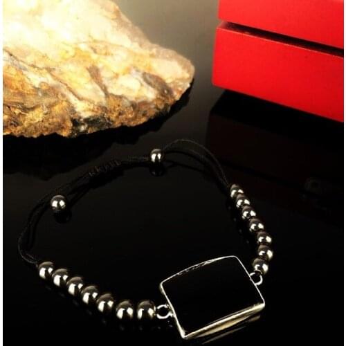 Dr Stone Natural Stone Women Onyx and Hematite Stone Silver Plated Wrist 372888165