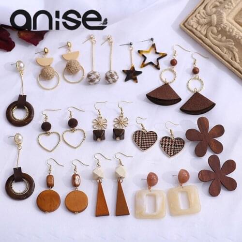 Geometric Acrylic Earrings DIY Jewelry Package Cute Heart Shaped Wooden Flower For Jewelry Makings Accessories