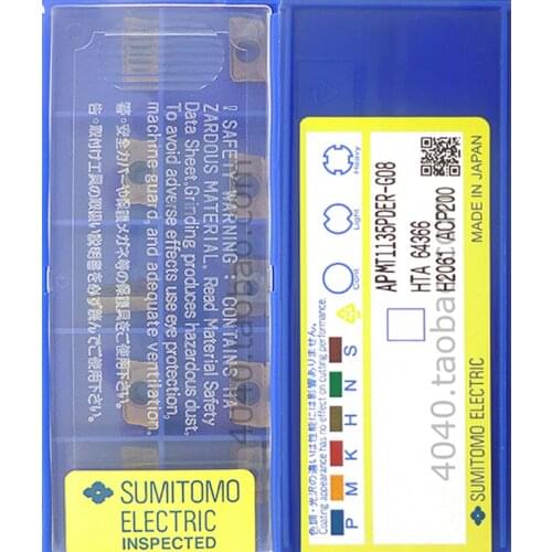 APMT1135 PDER-G04 APMT1135PDER-G08 APMT1604 PDER-G08 ACP200 original Made in Japan SUMITOMO Carbide insert Free shipping