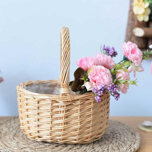 Picnic Rattan Basket Food Storage Baskets Container For Toys Fruit Picnic Cosmetic Storage Box Kitchen Supplies