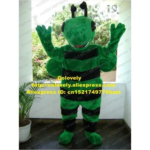 Smart Green Ant Bee Mascot Costume Mascotte Apidae Honeybee Formicidae Adult With Black Green Stripes Skin No.1808 Free Ship