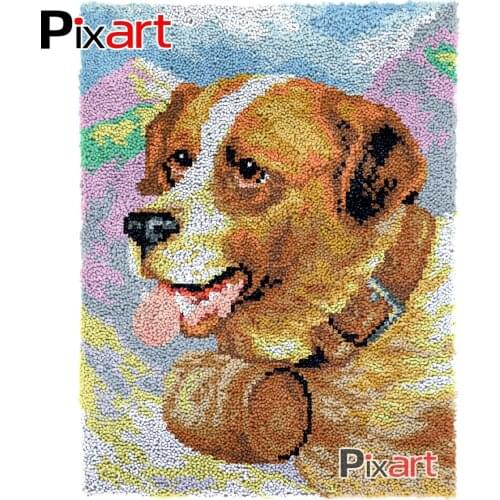 Latch Hook Rug Lovely Dog Crocheting Wall Tapestry Kits DIY Carpet Rug Chunky Yarn Needlework Knitted Floor Mat Hobby & Crafts