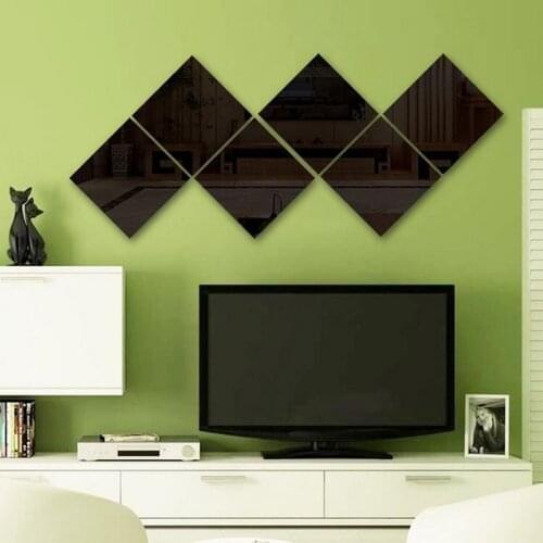 Square Mirror Decal Sticker Room Decoration Accessories Background Wall Sticker Office Home Decoration Acrylic 3D Wall Sticker