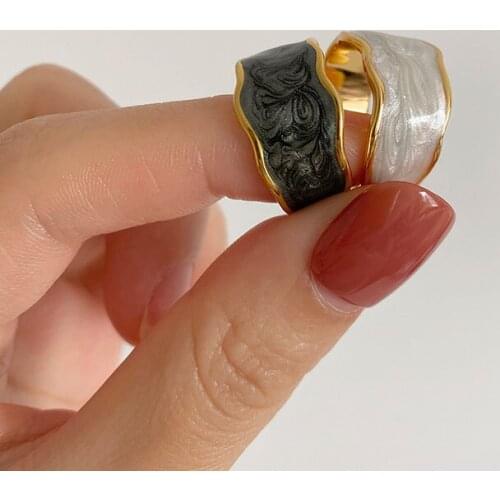 Fashion Enamel Wide Ring for Women Men Punk Multicolor Adjustable Vintage Metal Index Finger Rings Jewelry Party Gift Hot New