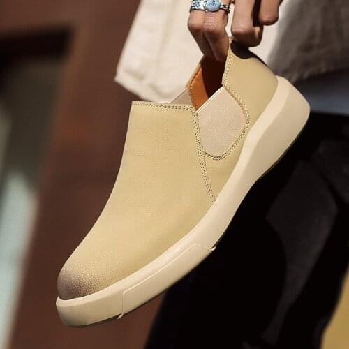 Men Casual Leather Shoes Big Size 38-47 Fashion Mens Flats Leisure Walk Loafers Tide Outdoor Shoes Fashion Slip on Sneakers Man