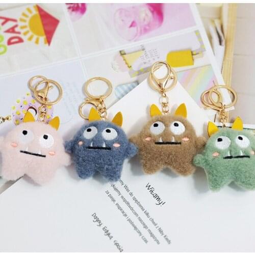 Stuffed Cartoon Plush Doll Kids Toys Akita Dog Doggy Keychains Trinkets Keyrings Car Bag Pendant Key Chain Ring Holder D881