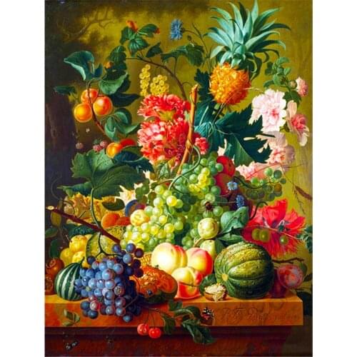 Fruit Landscape DIY Embroidery Cross Stitch 11CT Kits Craft Needlework Set Cotton Thread Printed Canvas Home Decoration Sale