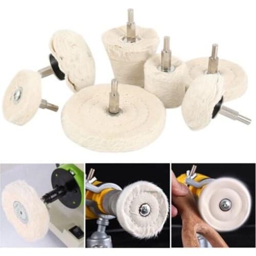 7x New Cotton Polishing Buffing Wheel Pad Mop Wheel Drill Kit For Car Polisher Aluminum Stainless Tool Set Accessories