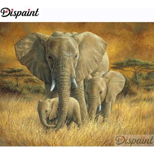 Dispaint Full Square/Round Drill 5D DIY Diamond Painting "Animal elephant" 3D Embroidery Cross Stitch Home Decor Gift A20895