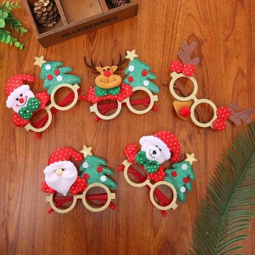 Christmas Party Glasses Santa Snowman Adult Kids Gift Favors Xmas Decoration Cute Cartoon Frame Glittered Eyeglasses Snowman