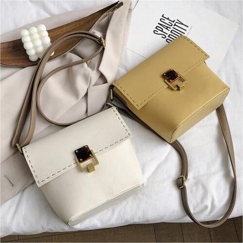 Solid Color Bucket Bag 2020 Fashion New Quality Pu Leather Phone Bag Womens Designer Handbag Lock Shoulder Messenger Bag