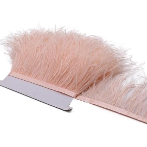 15M Natural Champagne Ostrich Feathers Fringe Trim Decoration Accessories/Carnival/Wedding/Clothes/Plumes Trims Decor DIY Crafts