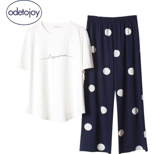 New style Japanese polka dot home service suit short-sleeved trousers cotton pajamas women summer spring and autumn cotton two-p