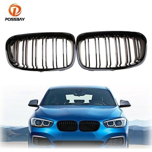 2Pcs Racing Grilles for BMW 1-Series F20 5-door 2011 2012 2013 2014 2015 Car Gloss Black Kidney Front Sport Hood Center Grills